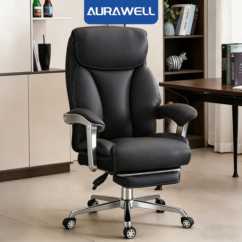 Ghế giám đốc lưng tựa AURAWELL Chất liệu PU dày, Có Gác Chân, Rộng 71cm, Tải trọng 300kg-T9018