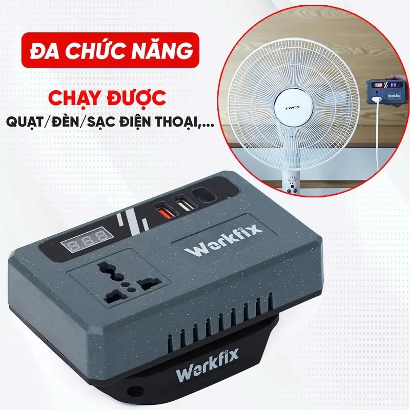[UPDATE ĐÈN LED] Bộ Chuyển Đổi Biến Tần 220v Workfix WF-CD220PRO, Chuyển Từ Pin 12-18-21-24-36v Sang Điện
