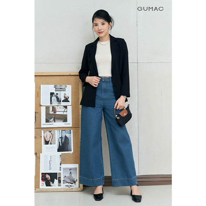Áo Blazer Nữ GUMAC Form Rộng Có Đệm Vai Mỏng Có Túi Dễ Phối Đồ LOWF1015