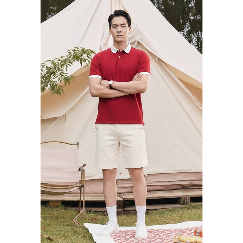 Áo Polo Nam GUMAC Phom Suông Cơ Bản Phối Màu Viền Bo Kiểu Basic LPLNF0916