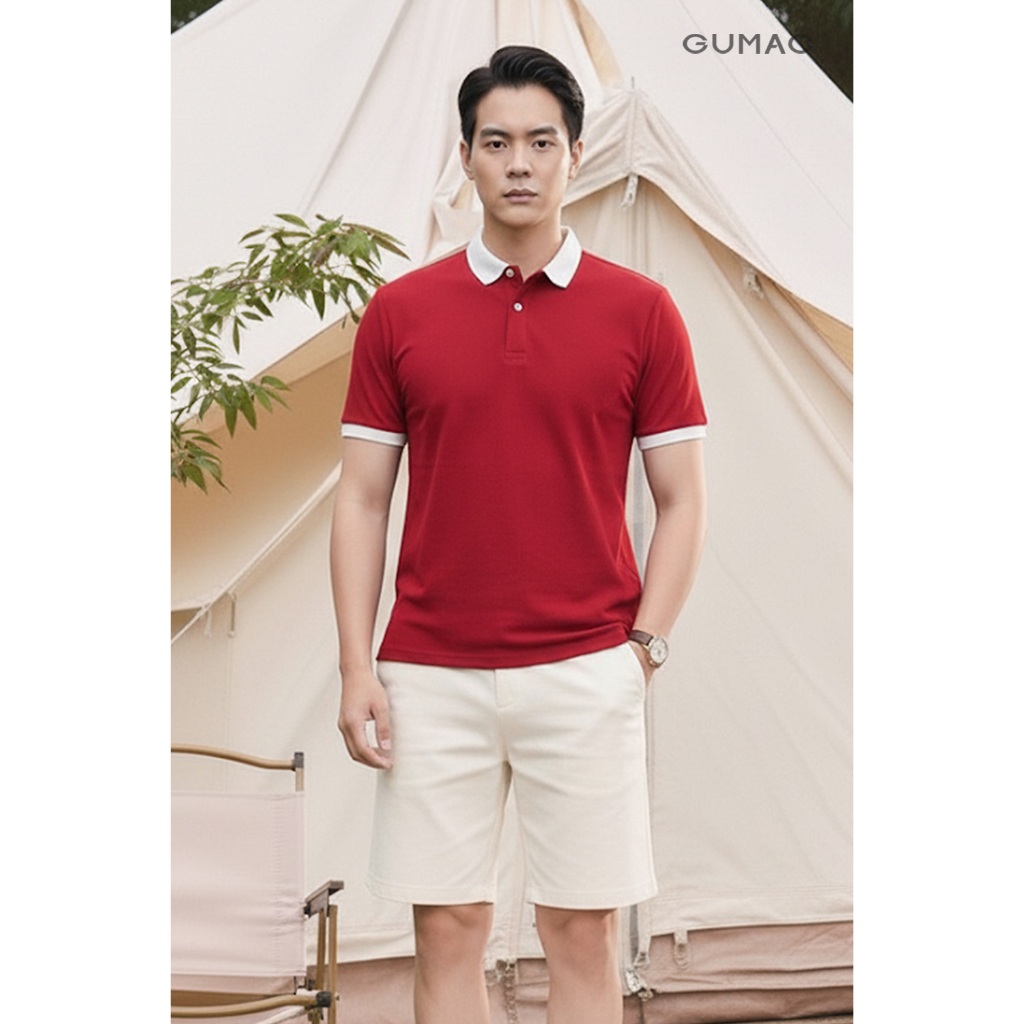 Áo Polo Nam GUMAC Form Suông Tay Ngắn Phối Màu Viền Bo Thanh Lịch LPLNF0916