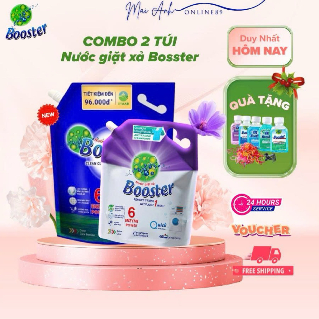 Combo 2 túi nước giặt xả Bosster túi 3,2kg - 3,7kg FREE SHIP [HÀNG CHÍNH HÃNG]
