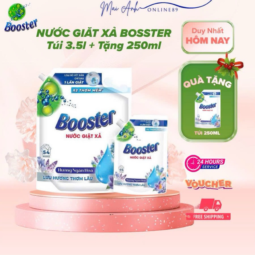 Nước giặt xả Booster hương Ngàn Hoa túi 3.5kg TẶNG túi mini 250ml
