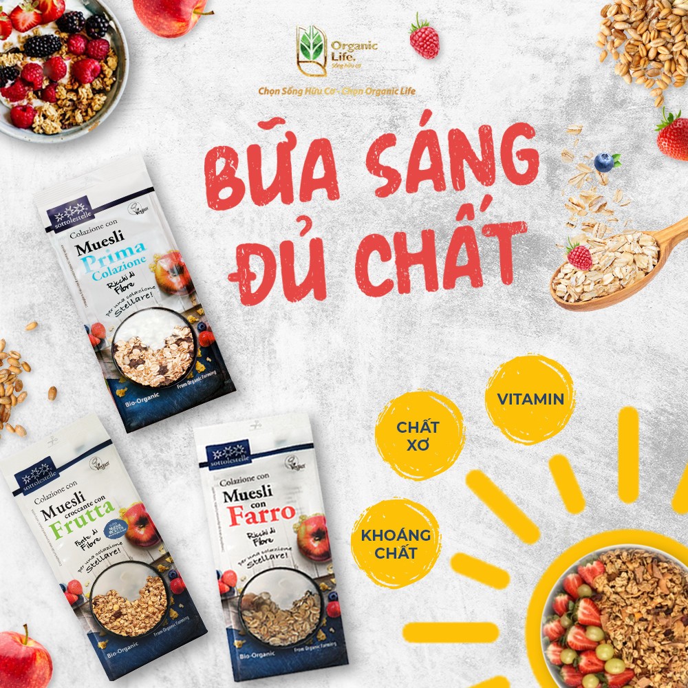 Ngũ Cốc dinh dưỡng Muesli hữu cơ Sottolestelle 350g