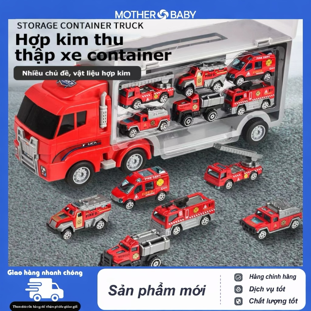 Xe Tải 6 Trong 1 Có Đủ Mã (Cảnh Sát, Cứu Hỏa, Kỹ Thuật, Quân Sự) Chất Liệu Hợp Kim Nhôm.