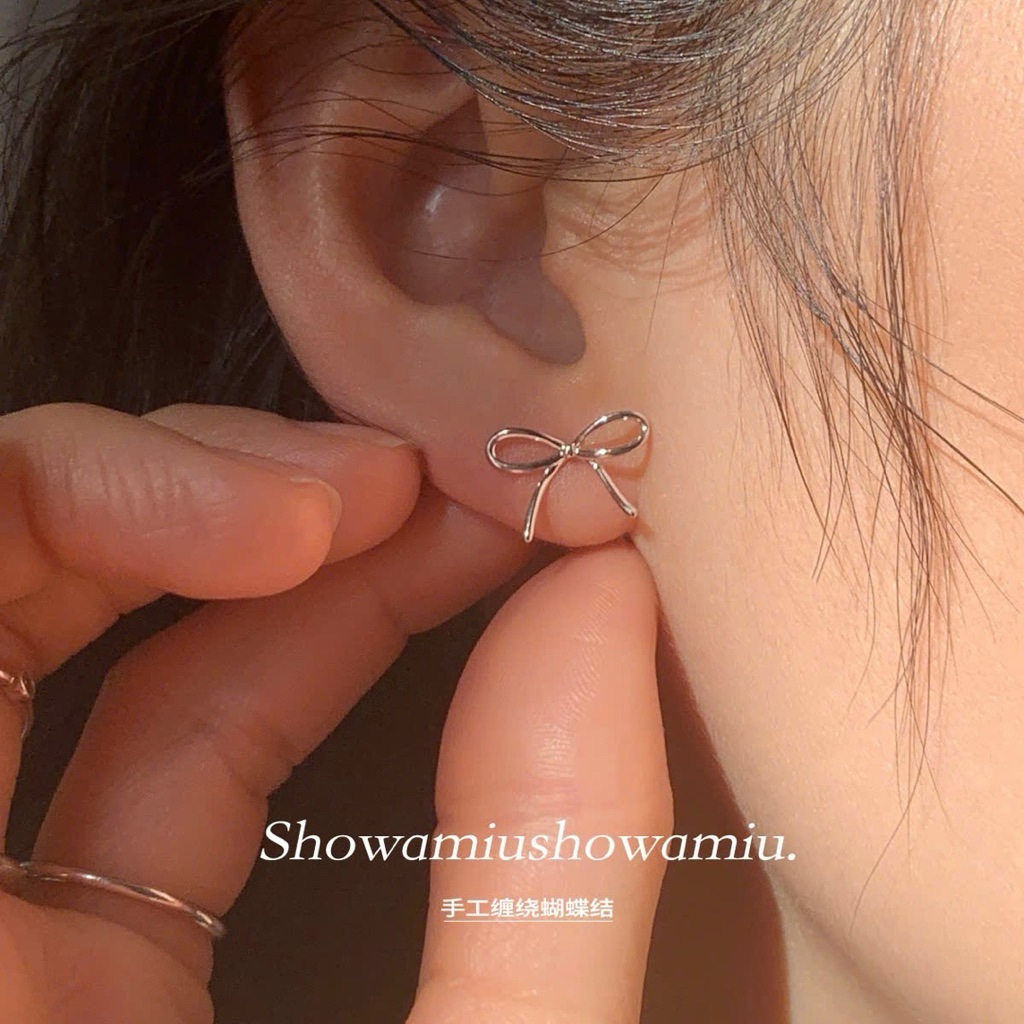 Bông tai nơ mini 2 màu xinh xắn