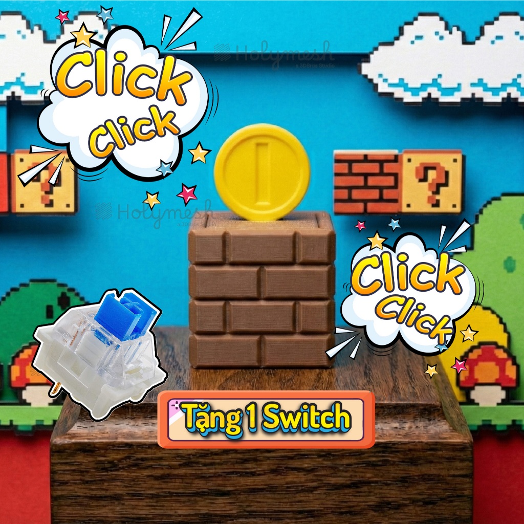 Đồ chơi in 3d Coin Mario Clicker - Mario Galaxy - Nintendo ấn giảm stress kèm 1 switch - Holymesh