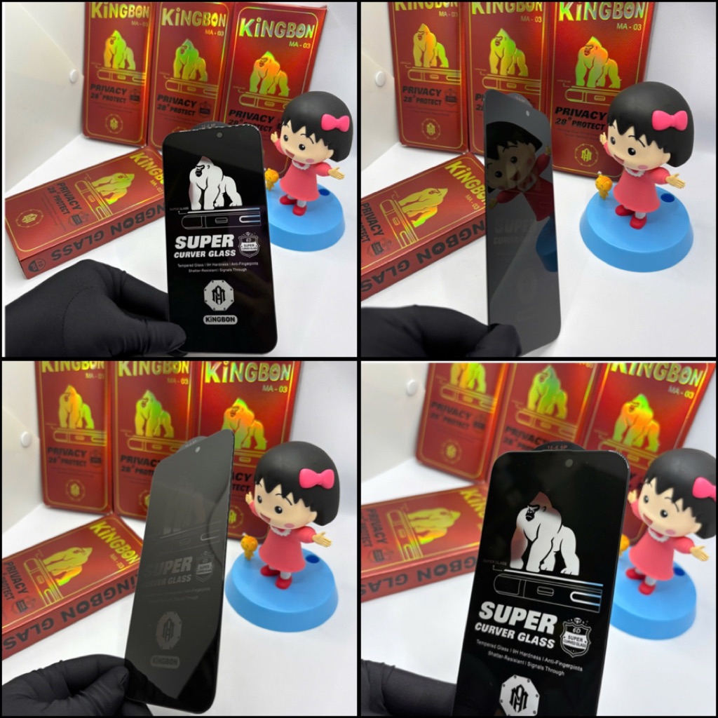 Kính cường lực Chống Nhìn Trộm 28 ĐỘ KiNGBON kèm bảo vệ màng loa cho Iphone 7plus đến 17 pro max