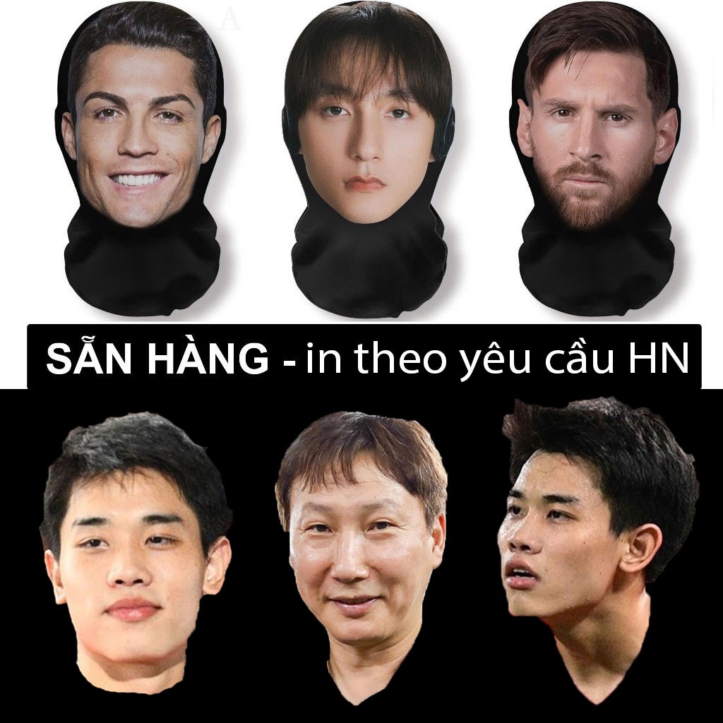 Mũ trùm đầu hình người nổi tiếng ronaldo, messi , ĐÌNH BẮC, sơn tùng, Hiếu thứ 2 , J97, SPEED. mặt nạ Cosplay ronaldo