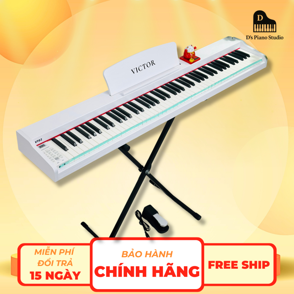 [Piano] Đàn Piano Điện VicTor VT02 Bản 2026 Đủ 88 Phím Đàn Gỗ, Tặng Đầy Đủ PK, Khóa Học Onl