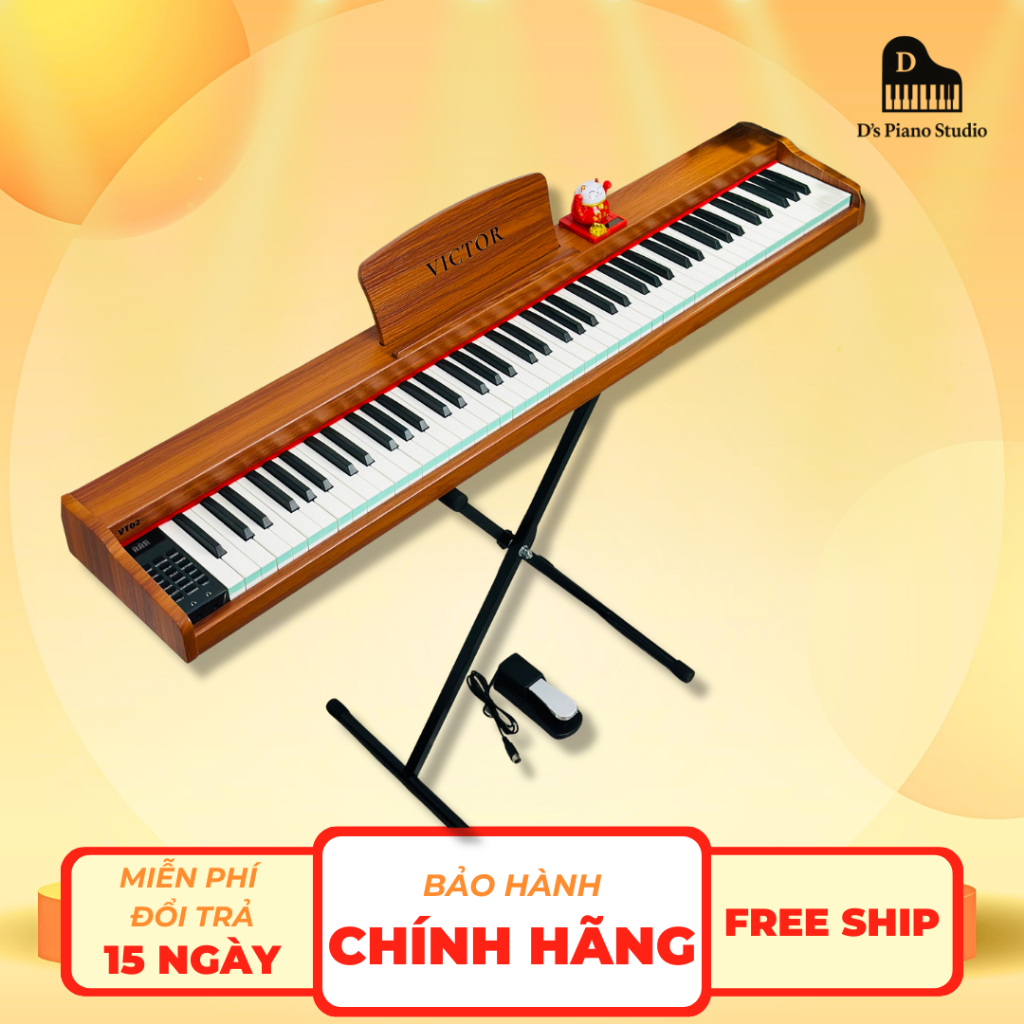 [Piano] Đàn Piano Điện VicTor VT02 Bản 2026 Đủ 88 Phím Đàn Gỗ, Tặng Đầy Đủ PK, Khóa Học Onl