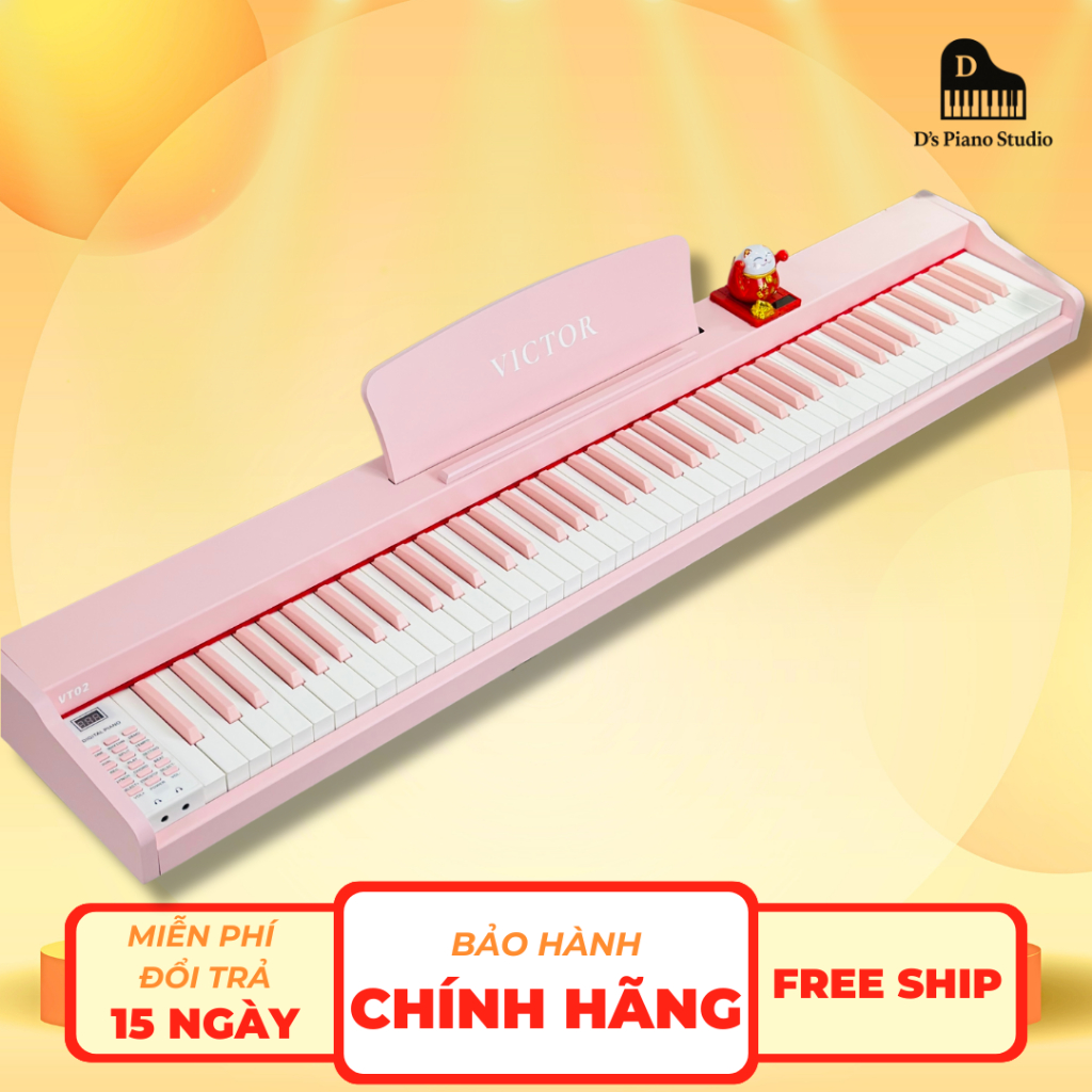 [Piano] Đàn Piano Điện VicTor VT02 Bản 2026 Đủ 88 Phím Đàn Gỗ, Tặng Đầy Đủ PK, Khóa Học Onl