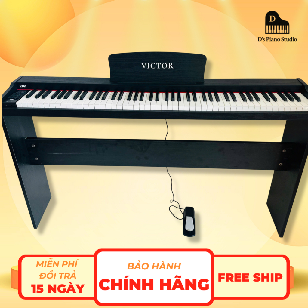 [Piano] Đàn Piano Điện VicTor VT02 Bản 2026 Đủ 88 Phím Đàn Gỗ, Tặng Đầy Đủ PK, Khóa Học Onl