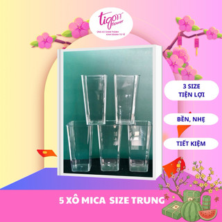 COMBO 5 XÔ MICA ĐỰNG HOA, LÁ, DECOR NHÀ CỬA, CỬA HÀNG SIZE TRUNG (12x16x30cm) - tiện lợi, dễ dàng sử dụng
