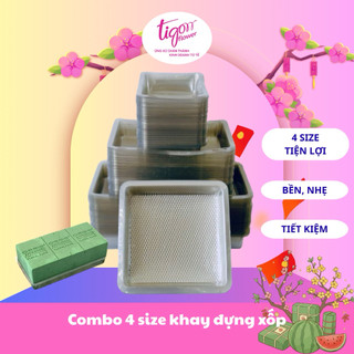 COMBO 4 SIZE gồm 50 CÁI KHAY NHỰA ĐỰNG XỐP CẮM HOA (1/2, 1/3, 2/3 và 1 cục xốp) - Cố định xốp dễ hơn (ĐƯỢC ĐỒNG KIỂM)