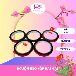 5 cuộn băng keo xốp 2 mặt để gắn trái cây màu xanh/đỏ 1cmX2m - chắc chắn, tiện lợi (ĐƯỢC ĐỒNG KIỂM)