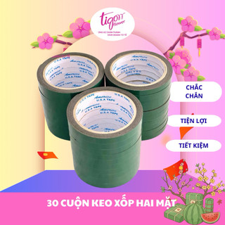 30 cuộn băng keo xốp 2 mặt xanh/đỏ 1cmX2m - chắc chắn, tiện lợi (ĐƯỢC ĐỒNG KIỂM)