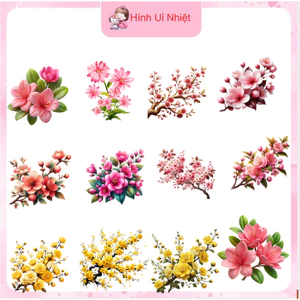 Hình ủi nhiệt quần áo mẫu hoa lá mùa xuân trang trí áo quần tại nhà bằng bàn là bàn ủi