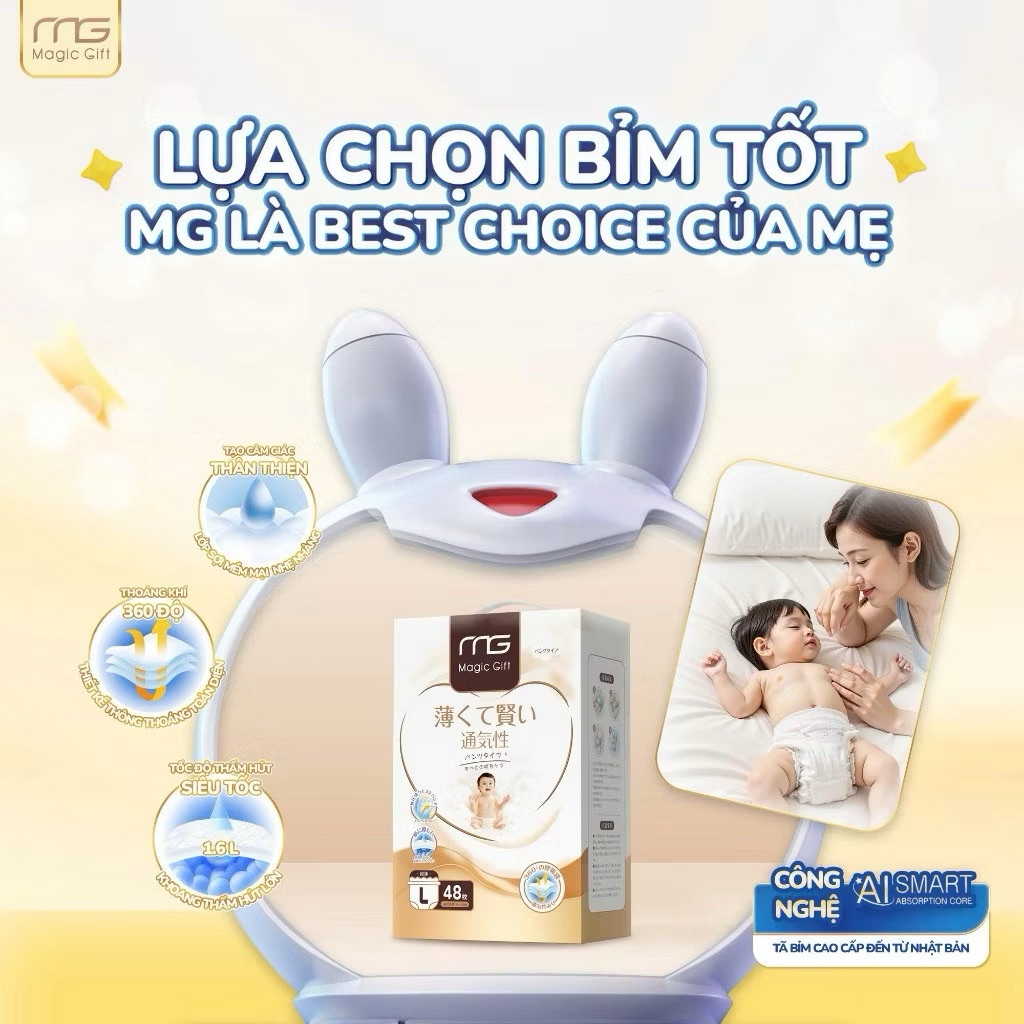 Bỉm Magic Soft Nhật Bản Cao Cấp – Bỉm Dán & Bỉm Quần Siêu Mỏng Thấm Hút Tốt, Đủ Size NB–XXXL