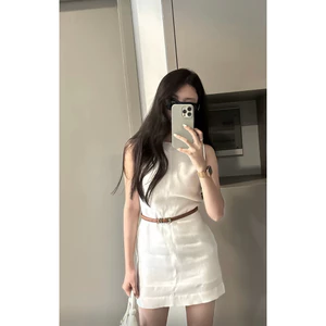 𝗗𝗼𝗿𝗮 𝗗𝗿𝗲𝘀𝘀-| BEELY | Đầm Linen KHÔNG KÈM BELTcổ thuyền dáng midi