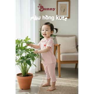 (3-24M) Hàng cao cấp: Bộ quần lửng bé gái cao cấp Bunnybaby chất thun tăm lụa mềm mịn.