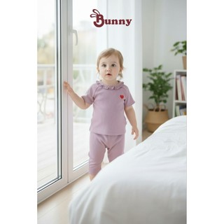(3-24M) Hàng cao cấp: Bộ quần lửng bé gái cao cấp Bunnybaby chất thun tăm lụa mềm mịn.