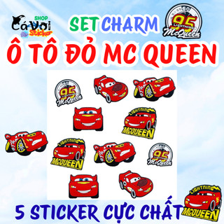 Charm ô tô đỏ -  Charm Gắn Dép Ô Tô Hoạt Hình MCQUEEN Cute, Phụ Kiện DIY Dép Xinh- Set charm gắn dép cross siêu hot hit