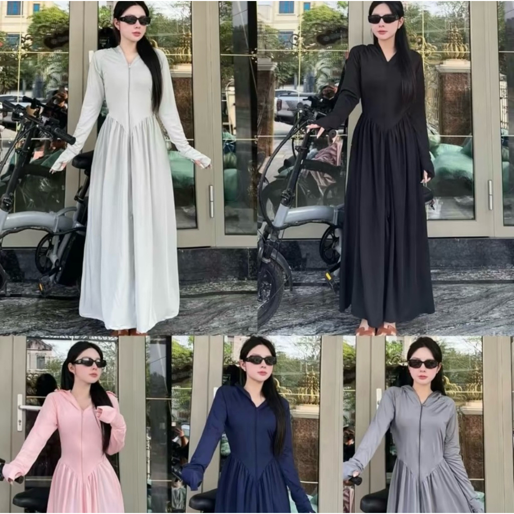 [Áo 1 lớp ] Áo chống nắng nữ dáng dài su lạnh cao cấp chất mát dày dặn chống tia UV tốt .