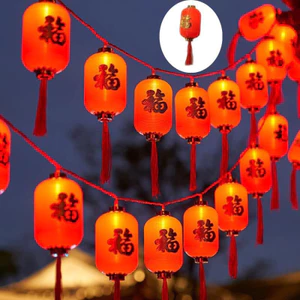 Dây Đèn LED Lồng Đèn Đỏ 5m 12 - 16 Quả Trang Trí Tết Dùng Điện 220v Ánh Sáng May Mắn An Toàn dây đèn led lồng đèn đỏ 491