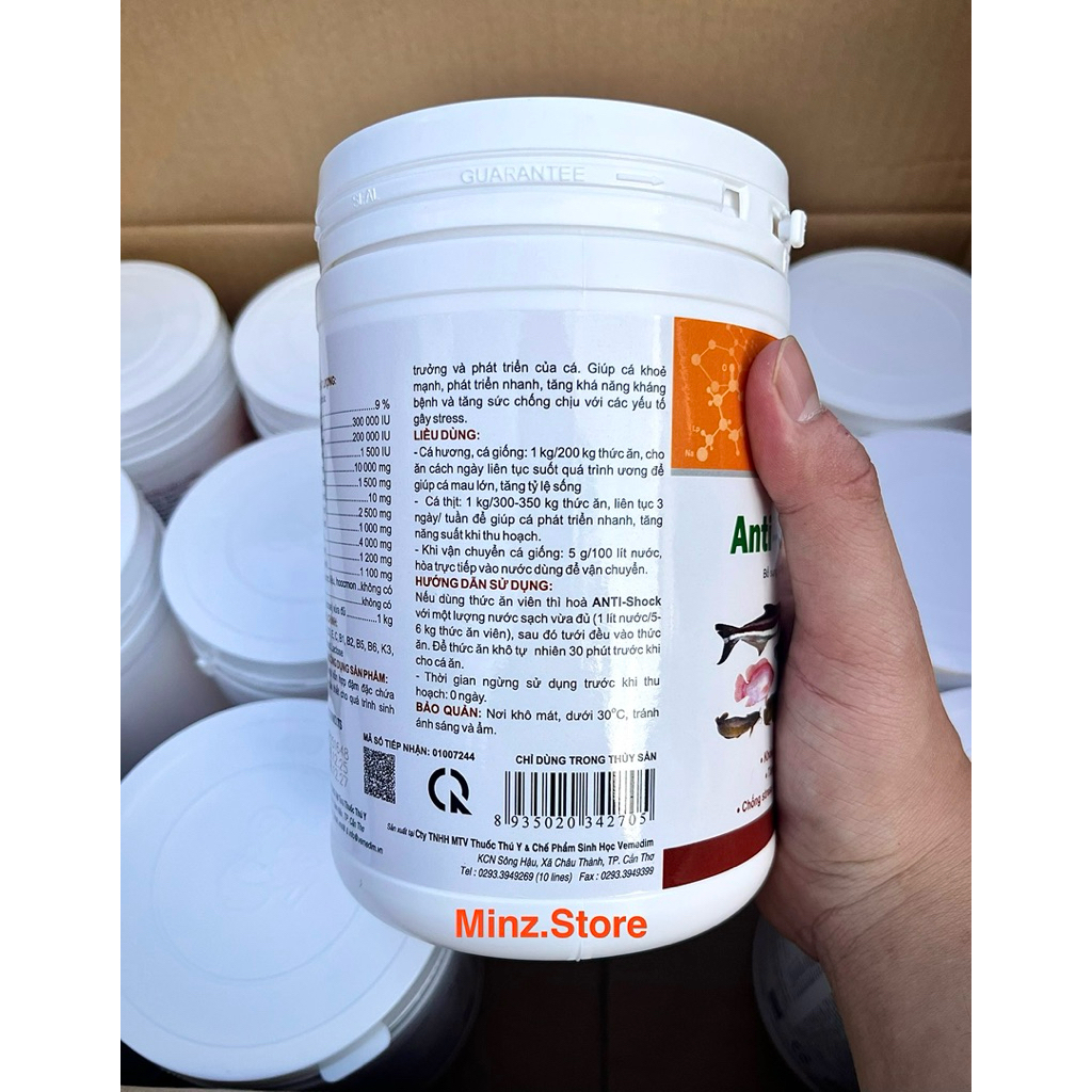 Anti-Shock Cá (Vemedim) Bổ sung hổn hợp Vitamin cho Cá, Ếch, Lươn…Hộp(1Kg)