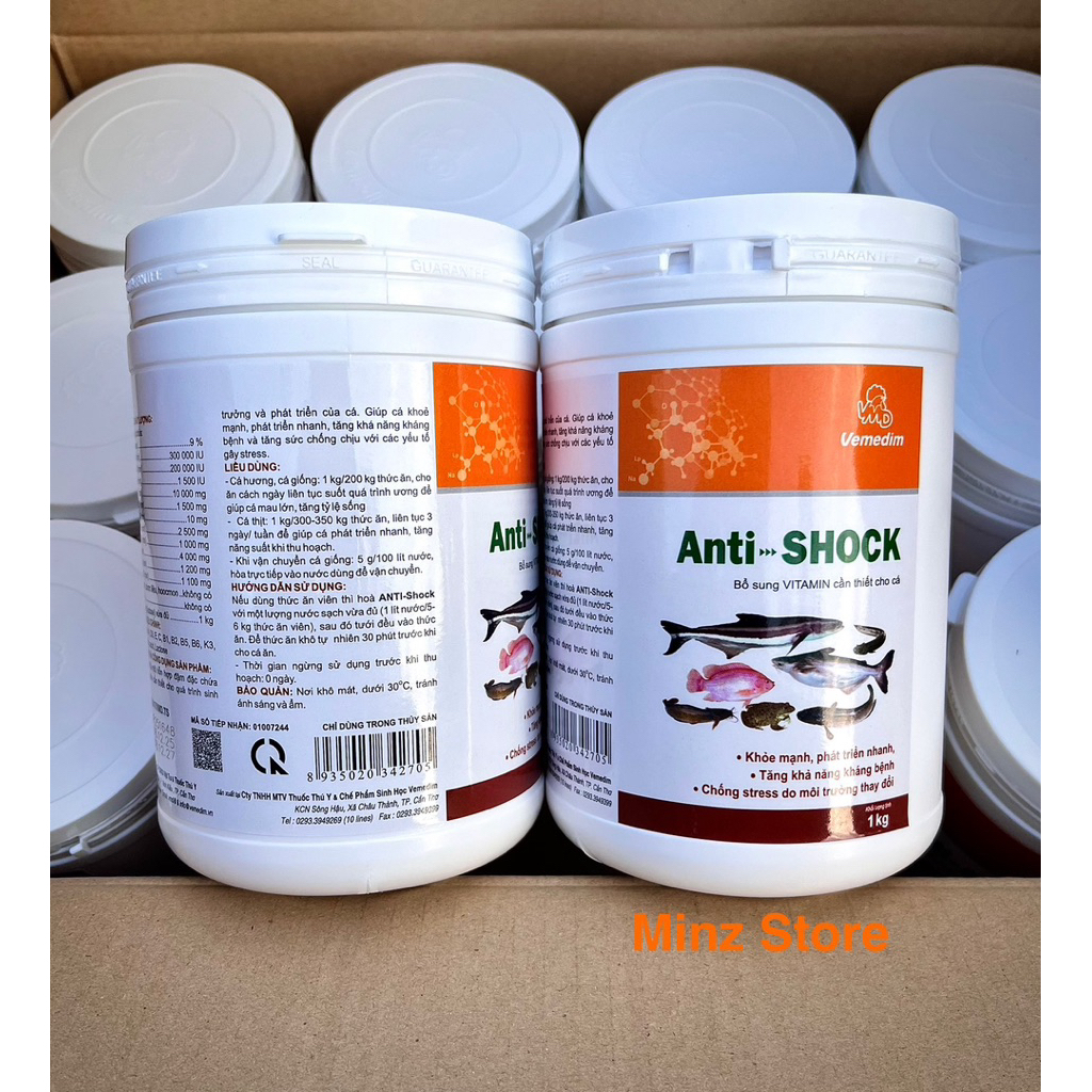 Anti-Shock Cá (Vemedim) Bổ sung hổn hợp Vitamin cho Cá, Ếch, Lươn…Hộp(1Kg)