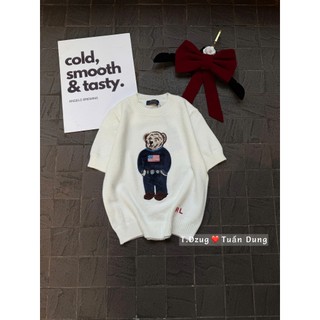 Áo Len Gấu Ngắn Tay Họa Tiết Cute QCCC Cao Cấp