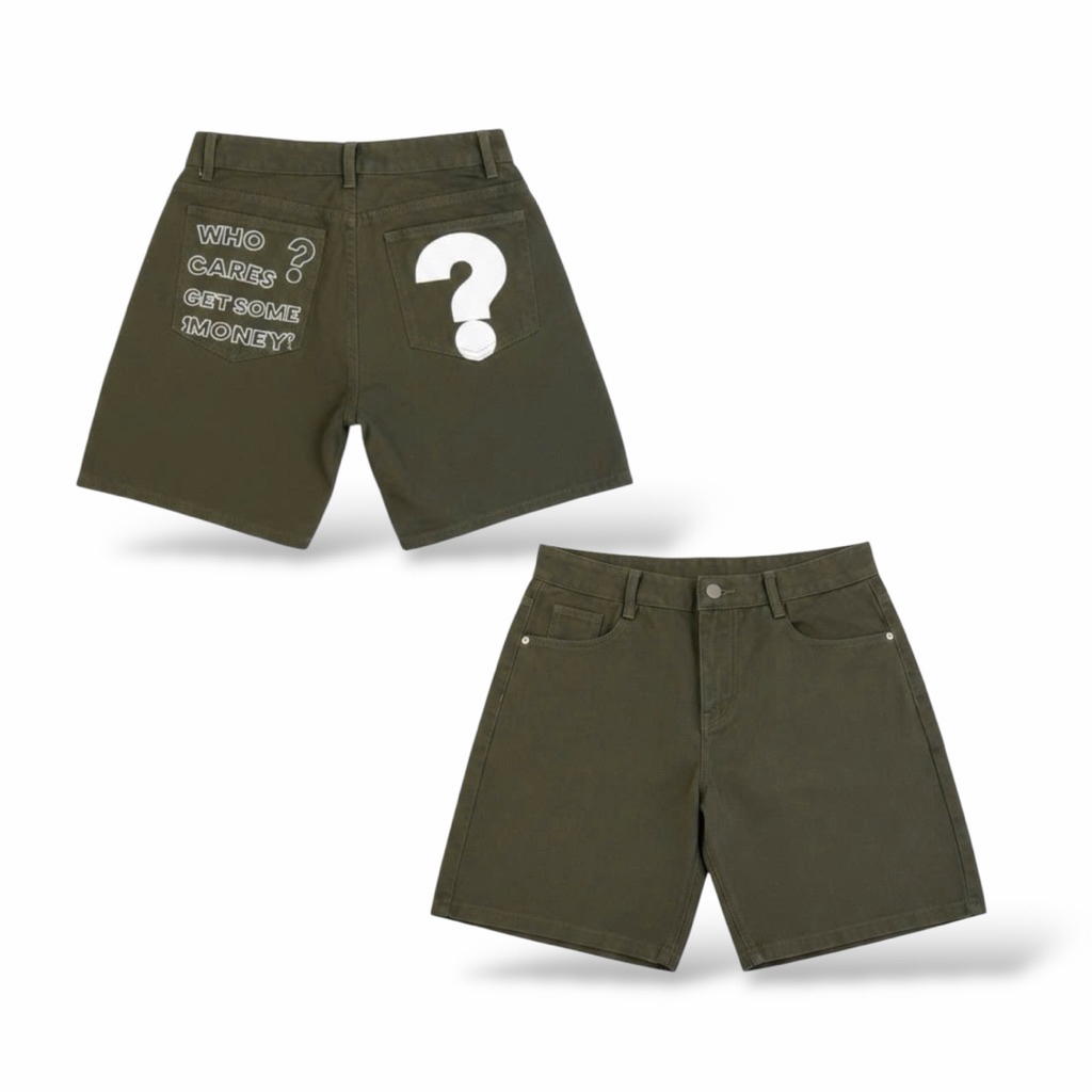 Quần Short Kaki Nam Form Rộng Thêu Chữ "Who Cares Get Some Money" Trên Gối Unisex Local Brand TMT.STU | TMTD07