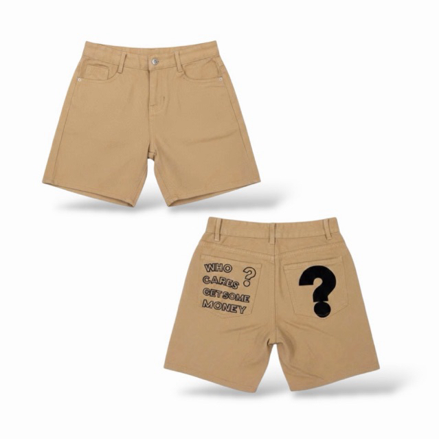 Quần Short Kaki Nam Form Rộng Thêu Chữ "Who Cares Get Some Money" Trên Gối Unisex Local Brand TMT.STU | TMTD07