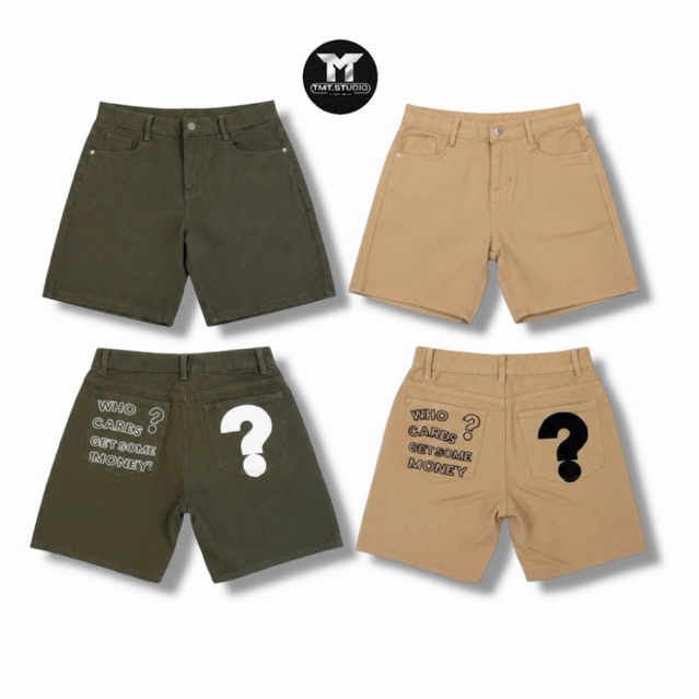 Quần Short Kaki Nam Form Rộng Thêu Chữ "Who Cares Get Some Money" Trên Gối Unisex Local Brand TMT.STU | TMTD07
