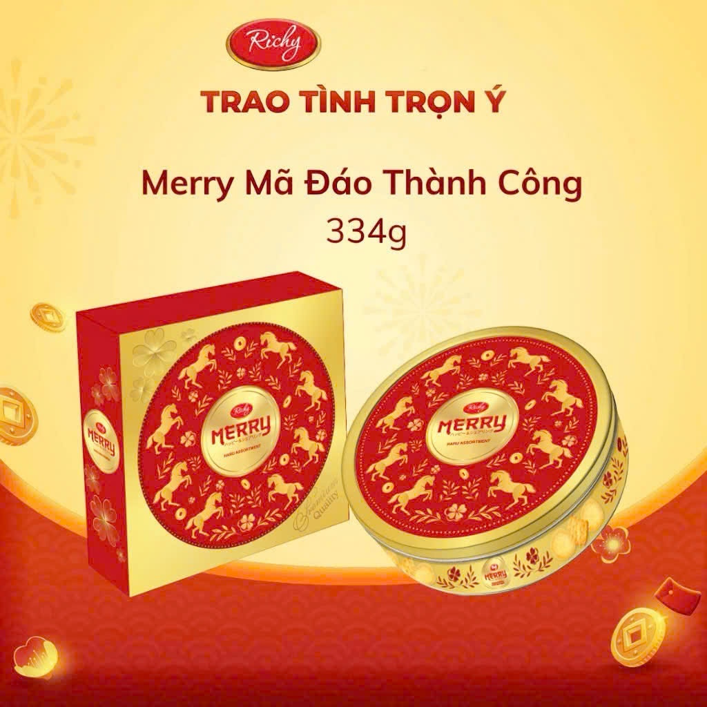 Hộp Bánh Quy Merry Richy, Merry Mã đáo thành công - Hộp Thiếc 334g [CÓ ...