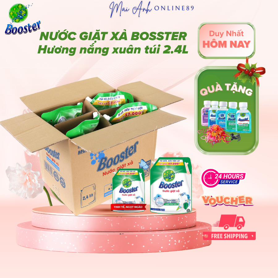 Nước giặt xả Booster hương Nắng Xuân túi 2.4L - Hàng chính hãng