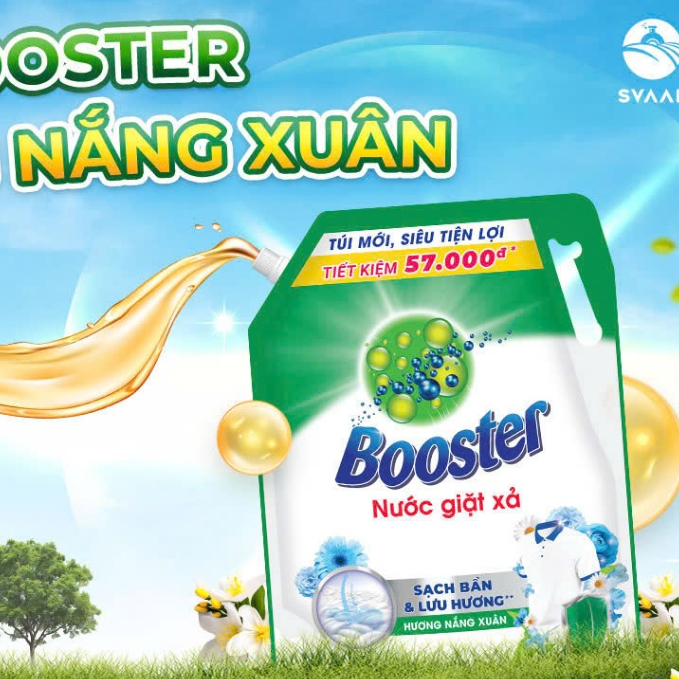 Nước giặt xả Booster hương Nắng Xuân túi 2.4L - Hàng chính hãng