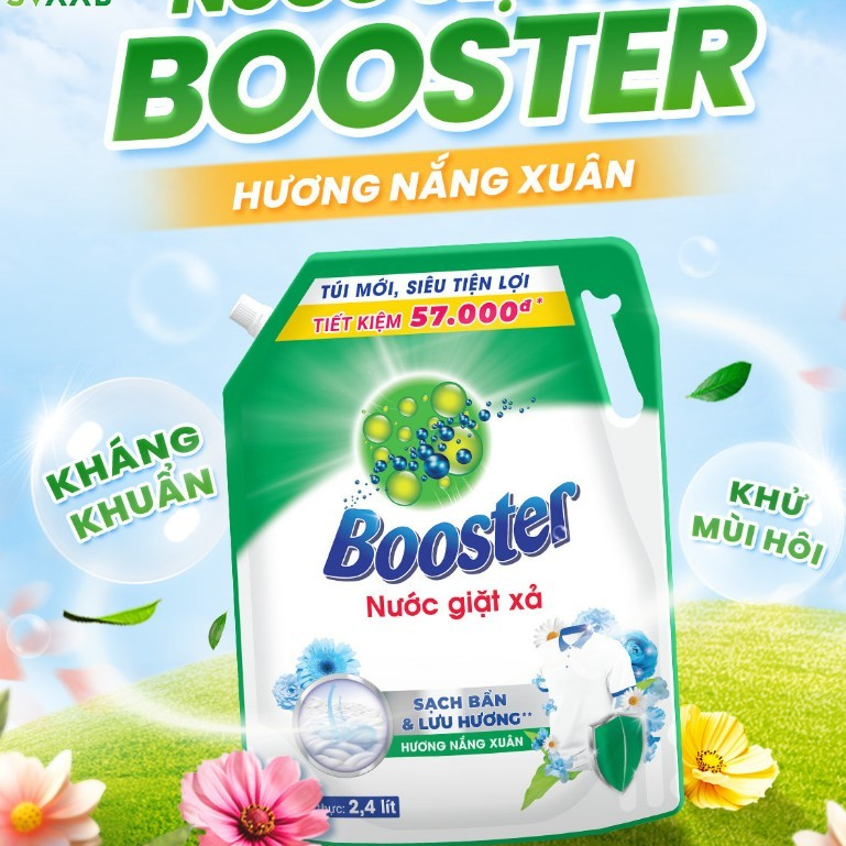 Nước giặt xả Booster hương Nắng Xuân túi 2.4L - Hàng chính hãng