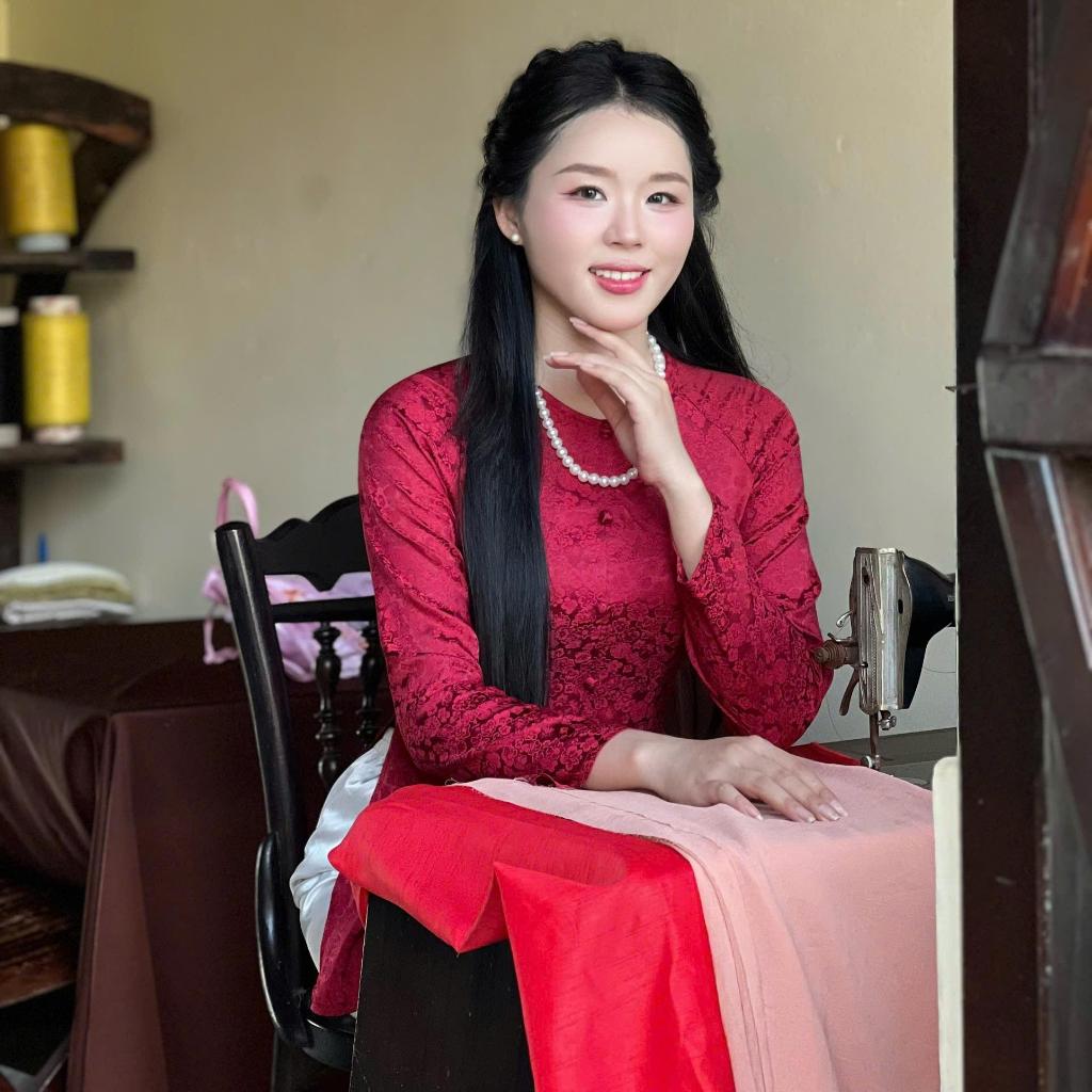 B.A150 - Áo Bà Ba Gấm Tơ Hoa BaBi Cổ Tròn Nút Nụ Tay Dài Dây Kéo
