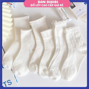 giảm sâu 40% Tất Nữ Cổ cao Đẹp Dệt Kim Trắng Tinh Phong Cách Vintage Hàn Quốc Chất Liệu Cotton Được Chọn Màu Mẫu