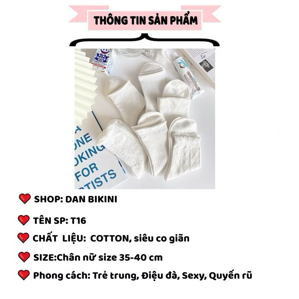 giảm sâu 40% Tất Nữ Cổ cao Đẹp Dệt Kim Trắng Tinh Phong Cách Vintage Hàn Quốc Chất Liệu Cotton Được Chọn Màu Mẫu