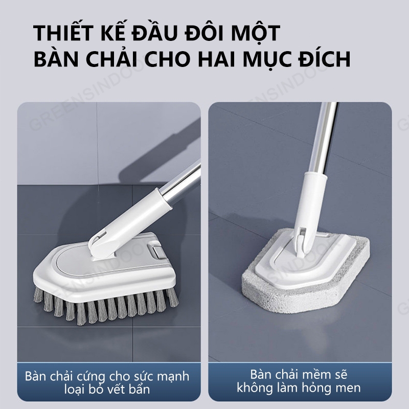 Cây Chà Sàn Nhà Tắm Đa Năng 2 Trong 1, GREENSINDOOR Chổi Cọ Sàn Gạt Nước Phòng Tắm Nhà Vệ Sinh Lau Kính Tiện Dụng | BigBuy360 - bigbuy360.vn