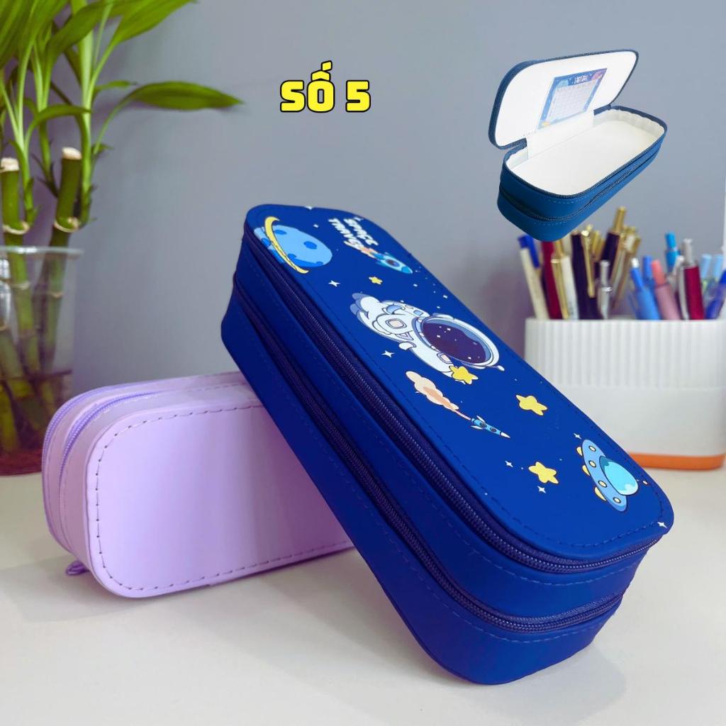 SET Hộp Bút 2 Tầng, Da PU Cao Cấp, tiện lợi, Dành Cho HS Cấp 1-2 Nhiều Màu Sắc, Bé Trai và Bé Gái