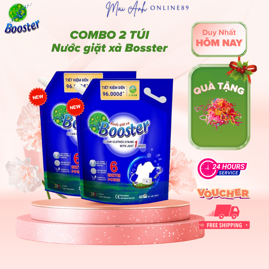 Combo 2 túi nước giặt xả Bosster 3,7kg/túi Chính hãng NEW