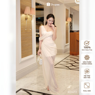 Đầm dạ tiệc Khiết Style thiết kế lệch vai kiêu sa, phủ tơ tằm draping rũ mềm phong cách quý phái. KD472