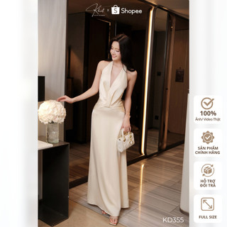 Đầm lụa dài Khiết thiết kế cổ yếm cột nơ sau lưng quyến rũ, phong cách tiệc tùng sang trọng KD355