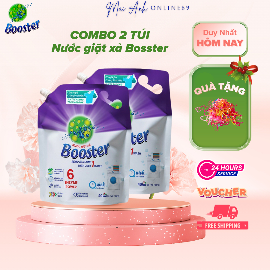 Combo 2 túi Nước giặt xả Booster hương nắng mai túi 3.2Kg, Lưu hương, sạch khuẩn, mềm sợi vải