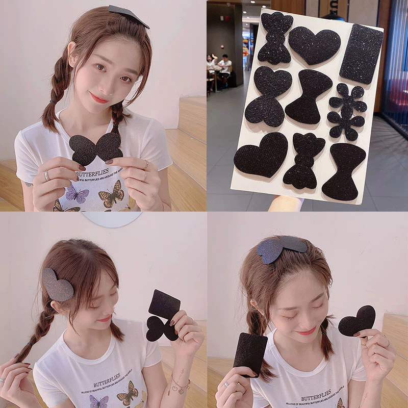 Set 2 Miếng Dán Tóc Màu Đen Kim Tuyến Tiện Dụng Làm Gọn gàng Tóc Con Xinh Xắn Phụ Kiện Tóc Empoli