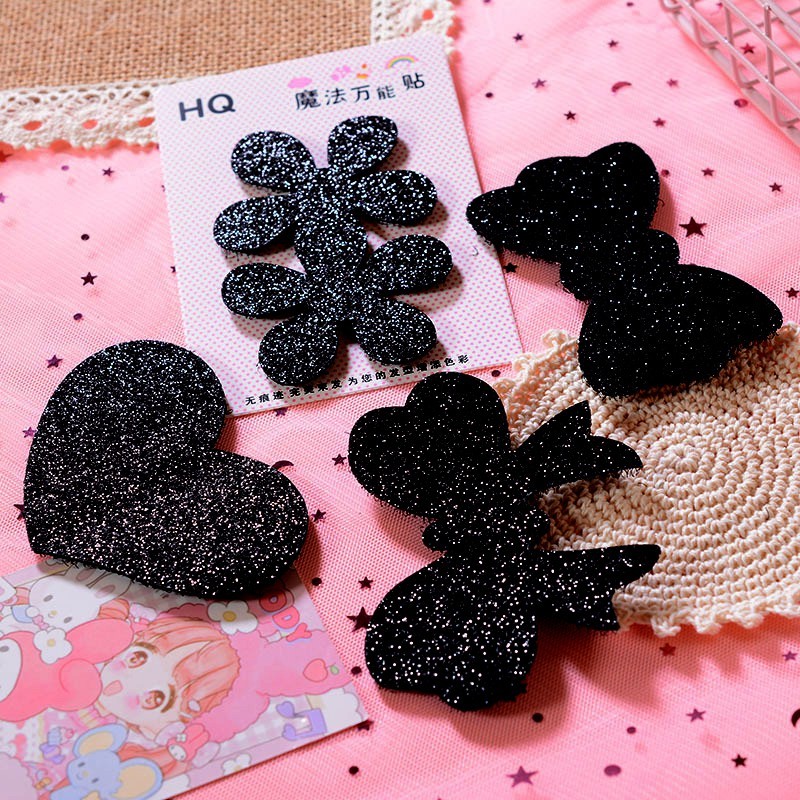 Set 2 Miếng Dán Tóc Màu Đen Kim Tuyến Tiện Dụng Làm Gọn gàng Tóc Con Xinh Xắn Phụ Kiện Tóc Empoli